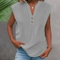 thumbnail image 2 of GERsome Womens Work Tank Tops Button Down V Neck Sleeveless Blouses for Women Solid Color Loose Fit Curved Hem Summer T-Shirt S-2XL, 2 of 6