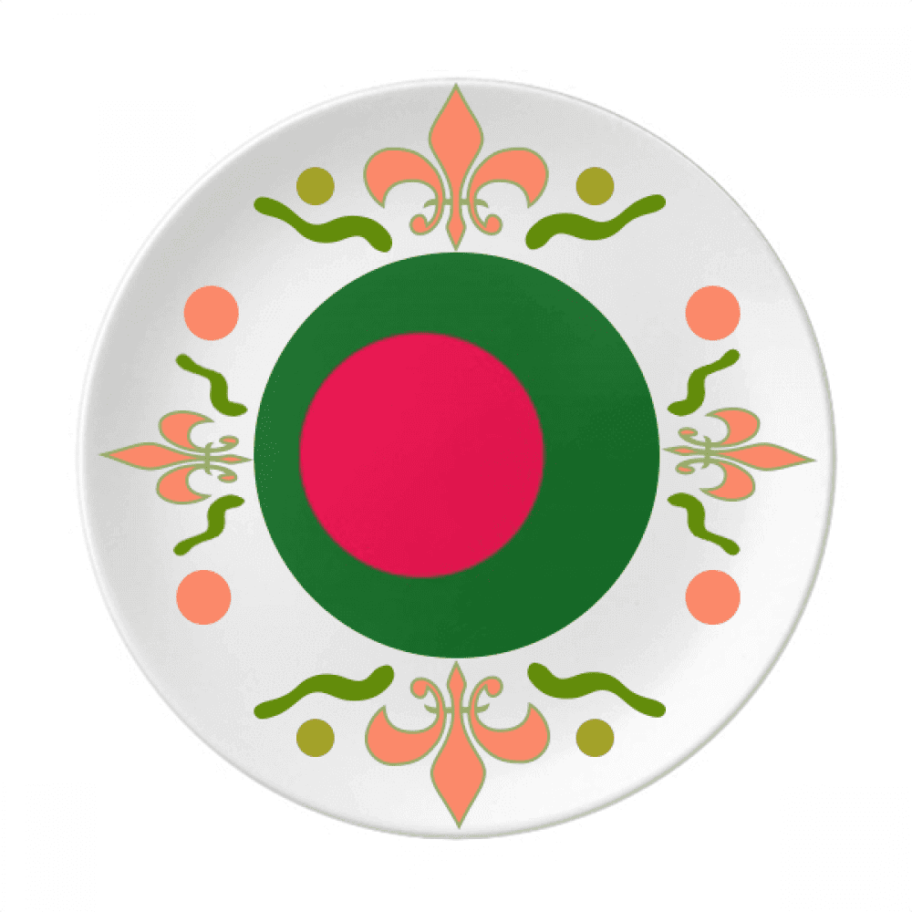 Bangladesh National Flag Asia Country Flower Ceramics Plate Tableware