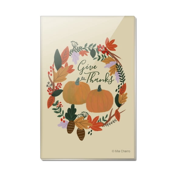 Give Thanks with Pumpkins Thanksgiving Rectangle Acrylic Fridge Refrigerator Magnet