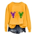 thumbnail image 1 of Baberdicy Haut à Manches Longues Col Rond Imprimé Homard pour Femmes Jaune Polyester, 1 of 4