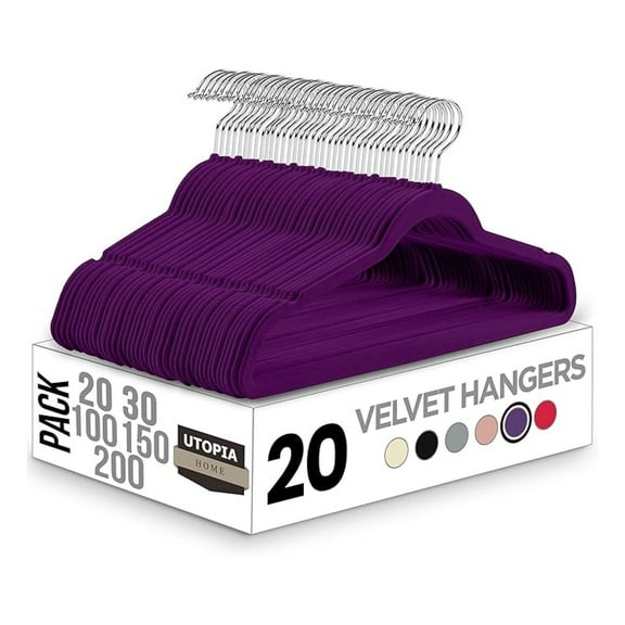 XiHuaZhaoChen Velvet Hangers 20 Pack - Non-Slip Suit Hangers with 360 Degree Rotatable Hook - for Pants, Coats, Shirts & More (Purple)