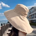 thumbnail image 5 of Solid Color New With Shawl Foldable Beach Cap Neck Protection Bucket Hat Sun Cap Panama Caps Fisherman's Hat PINK, 5 of 8