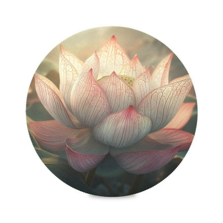 

Round Plate Mat 15.4x15.4 Inchesx4 Placemat Table Mat Kitchen Mat Coffee Mat Fabric Thick Strong Wear-Resistant Heat Resistance Beautiful Big Lotus