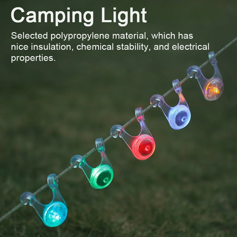 10-Piece Outdoor Camping Tent String Light Set - IPX4 Waterproof Ambient Hanging  Lights for Guard Rope 