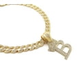 thumbnail image 2 of iJewelry2 Kings and Queens Crowned Initial Letter B Crystals Pendant Gold-tone Cuban Linked Chain Necklace, 2 of 3