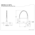 thumbnail image 2 of Kingston Brass GS8180CTL Continental Double-Handle 2-Hole Wall-Mount Pre-Rinse Bridge Kitchen Faucet in Matte Black, 2 of 5