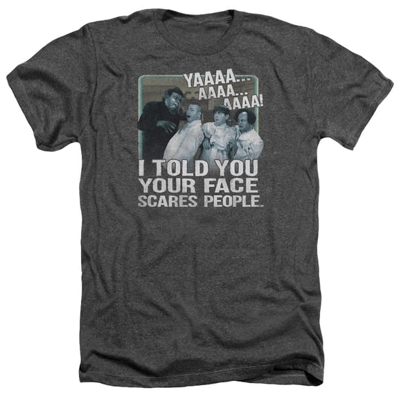 Three Stooges - Scares People - Heather Short Sleeve Shirt - Small