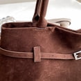 thumbnail image 4 of Ote Bag Women Retro Dark Brown Leather Tote Bag Slouchy Suede Bag With Handle Large Capacity Tote Bags For Daily Work Travel Shopping, 4 of 5