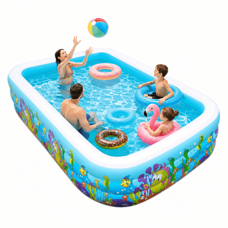 Naipo Inflatable Swimming Pool for Kids and Adults, 120"x72"x22" Oversized Thickened Family Swimming Pool for Toddlers, Outdoor, Garden, Backyard, Summer Water Party, Cartoon patterns