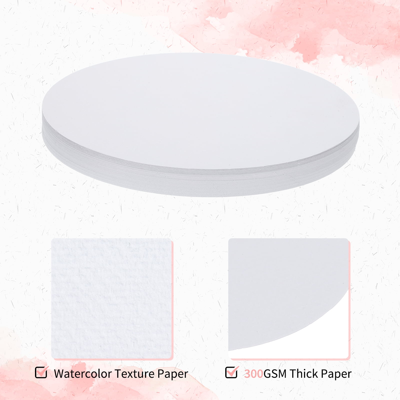 10" Watercolor Paper Bulk, 50 Sheets Water Color Paper Cold Press Paper 92lb/250 GSM Round Watercolour Paper for Artists Drawing Painting