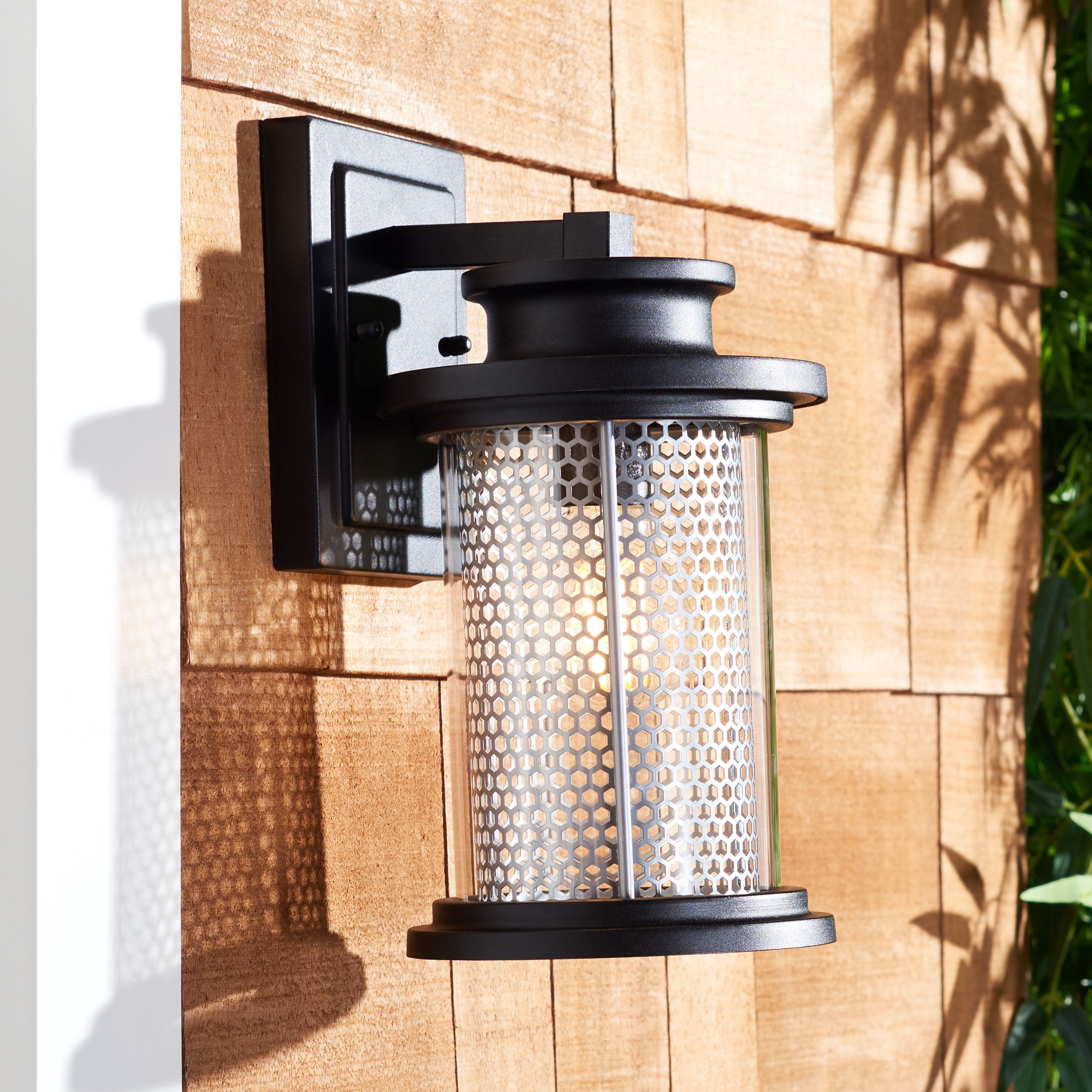 SAFAVIEH Queren 2-Light A19 Black Steel Wall Sconce with Clear Shade, Set of 2