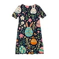 thumbnail image 5 of hengsof Girls Spring Dress, Short Sleeve Spring Easter Round Neck Special Event Dress Sweet and Cute Dress for Kids Ages 4 to 14 Years, 5 of 5