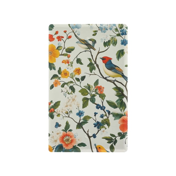 Yayeee Blank Wall Plate Cover 1-Gang 4.5"x2.7" Home Unused Decorative Outlet, Light Green Floral Pattern