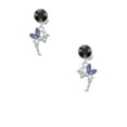 thumbnail image 2 of Delight Jewelry Silvertone Small Fairy with Purple Wings Black Crystal Clip on Earrings, 2 of 5