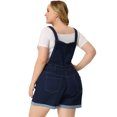 thumbnail image 4 of DARING DIVA Women's Plus Size Jumpsuit Roll Hem Pocket Denim Overalls 6X Dark Blue, 4 of 6