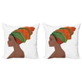 thumbnail image 1 of Ambesonne African Throw Pillow Cover 2 Pack, Young Afro Beauty, 24", Scarlet Green Chocolate, 1 of 2