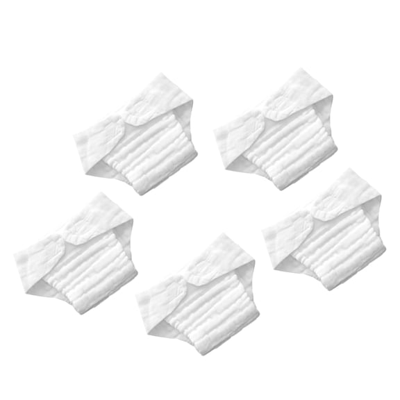 Homoyoyo 5-Pack Baby Cotton Nappies Reusable Soft Breathable Diapers Prevent Irritation for Sleep Use White
