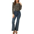 thumbnail image 2 of Blusa de manga larga con cuello de volantes y estampado floral para mujer INSPIRE CHIC, color negro, talla L, 2 of 5