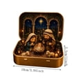 thumbnail image 2 of Mini Nativity Set in a Tin Box - Handcrafted Pocket Size Christmas Diorama Scene Gift Tin - Miniature Holiday Figures, Christmas Decoration Indoor for Home Gifts Decor Design B, 2 of 8