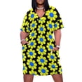 thumbnail image 1 of Vestido de verano para mujer, traje largo con bolsillos, flores de margaritas amarillas y azules., 1 of 6