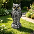 thumbnail image 4 of Linnome Lifelike Owl Statue Garden Decor, Realistic Horned Owl Sculpture, Bird & Animal Deterrent for Yard Patio Farm, Weatherproof Outdoor Landscape Ornament, Gardening Gift for Plant Lovers, 4 of 6