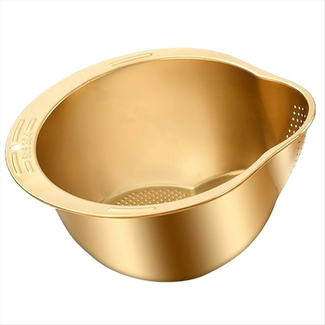 Lavabo Multiusos, Cuenco para Lavar Arroz, Lavadora de Verduras, Colador de Metal, Colador de Verduras de Acero Inoxidable, Herramienta de Cocina