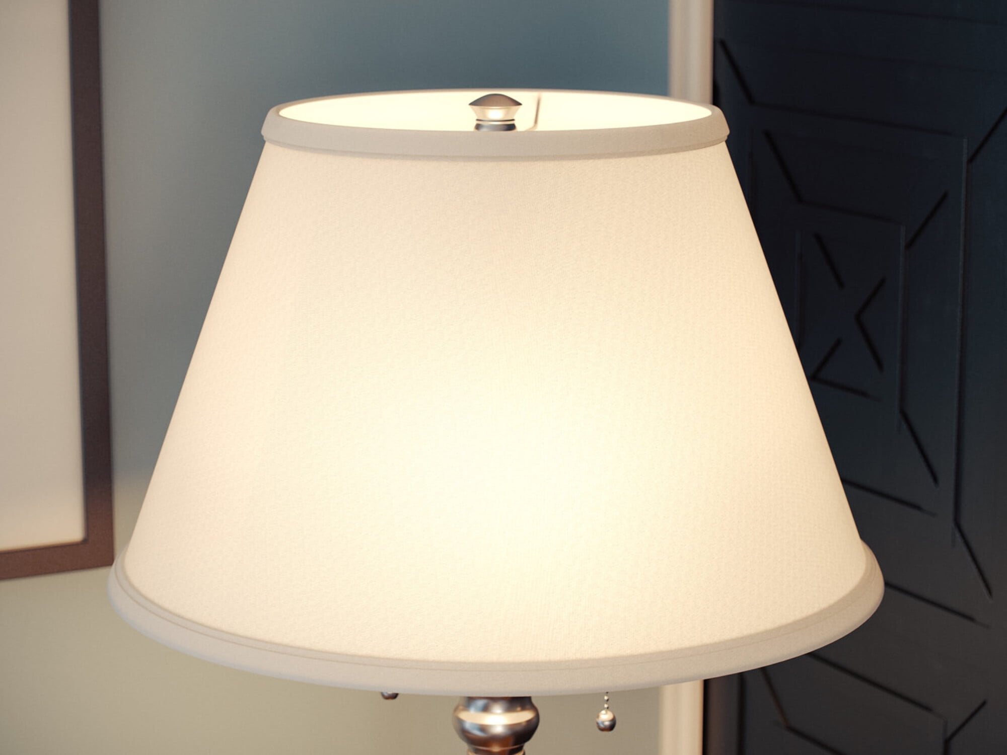 Kenroy Home Spyglass 59.5'' Floor Lamp with Off-White Fabric Empire Shade Traditional Floor Light Fixture for Living Room, Bedroom, or Office, Brushed Steel