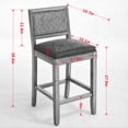 thumbnail image 3 of PORKISS 28" Bar Stools Set of 2, Mid Century Modern Counter Height Bar Stools with Rattan Back, Solid Wood Kitchen Island Chairs for Breakfast Bar Bistro, Gray, 3 of 10