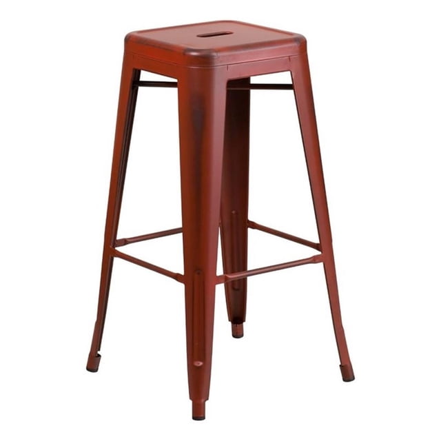 Bowery Hill Tabouret de Bar Industriel en Métal 30 Pouces Rouge Kelly