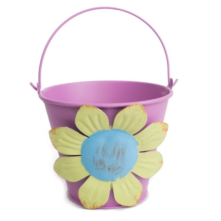 Pastel Flower Summer Tropical Luau Decoration Metal 4" Gift Buckets