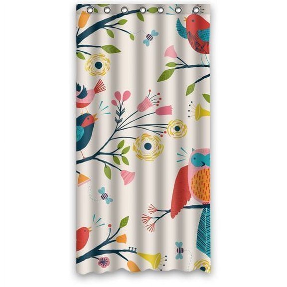 HelloDecor Colorful Owl Shower Curtain Polyester Fabric Bathroom Decorative Curtain Size 36x72 Inches