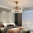 thumbnail image 4 of Caged Fandelier Ceiling Fan with Light, Golden Ceiling Fans with Remote Control & Noiseless 35db - Farmhouse Rustic Bladeless Ceiling Fans Chandelier Retro Lighting Fixture, 4 of 20