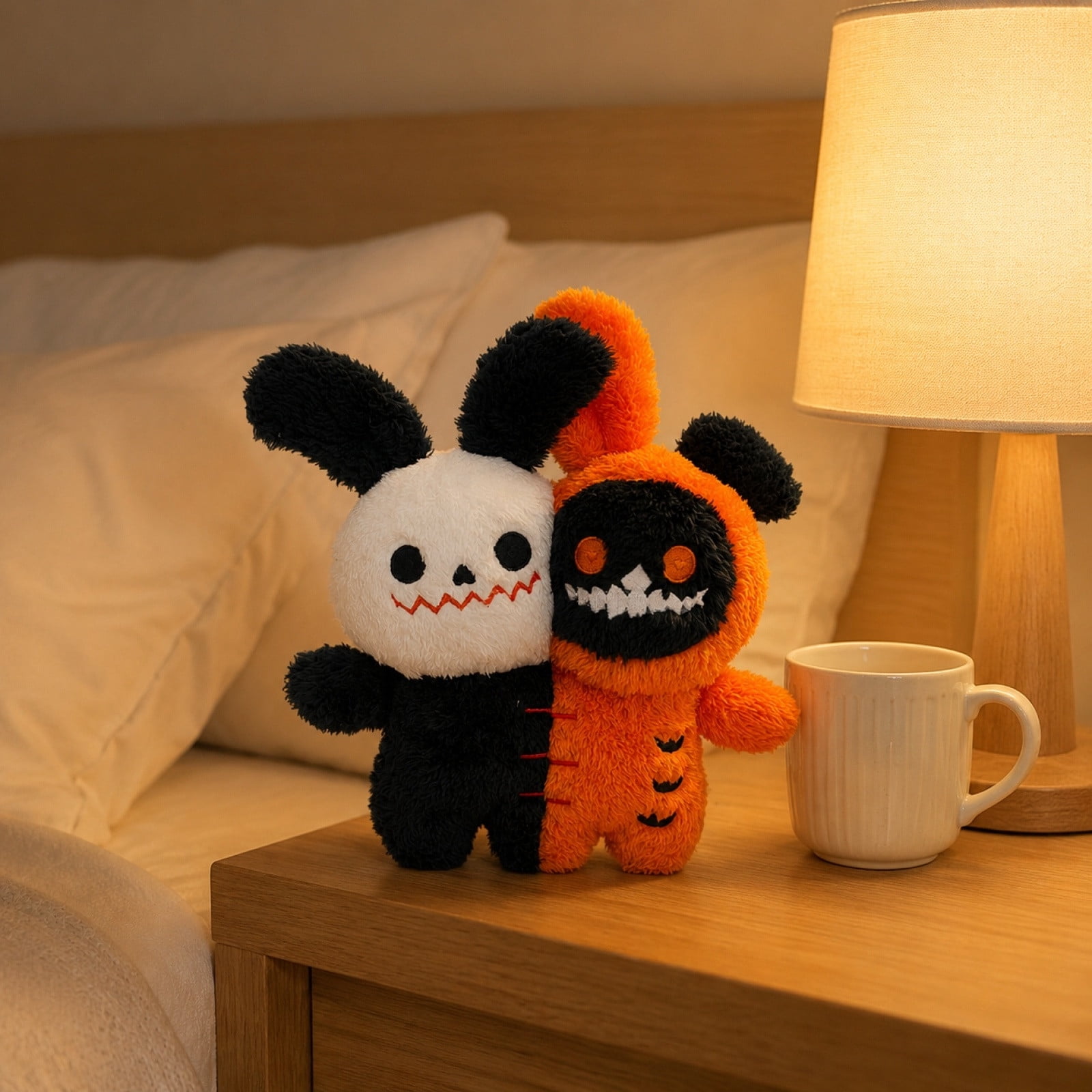 Halloween Two Headed Bunny Plush – Split Face Ghost Rabbit Stuffed