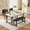 thumbnail image 1 of Wooden Dining Table Set for 4, Kitchen Table and 2 Upholstered Chairs with Bench, Rectangular Dining Room Set for Apartment, Home, 1 of 10