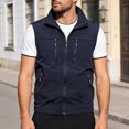 thumbnail image 2 of Utility Vest for Men with Pockets Summer, Outdoor Lightweight Outerwear Vest for Hiking Fishing Photo Work, Dark Blue XL, 2 of 5