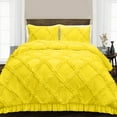 thumbnail image 1 of Cal-King Comforter Diamond Ruffle Yellow Luxurious Collection Microfiber Fill Duvet Insert Box Stiched Quilted Fluffy Soft All Season Comforter with Pillowcases & Premium Piping, 1 of 7