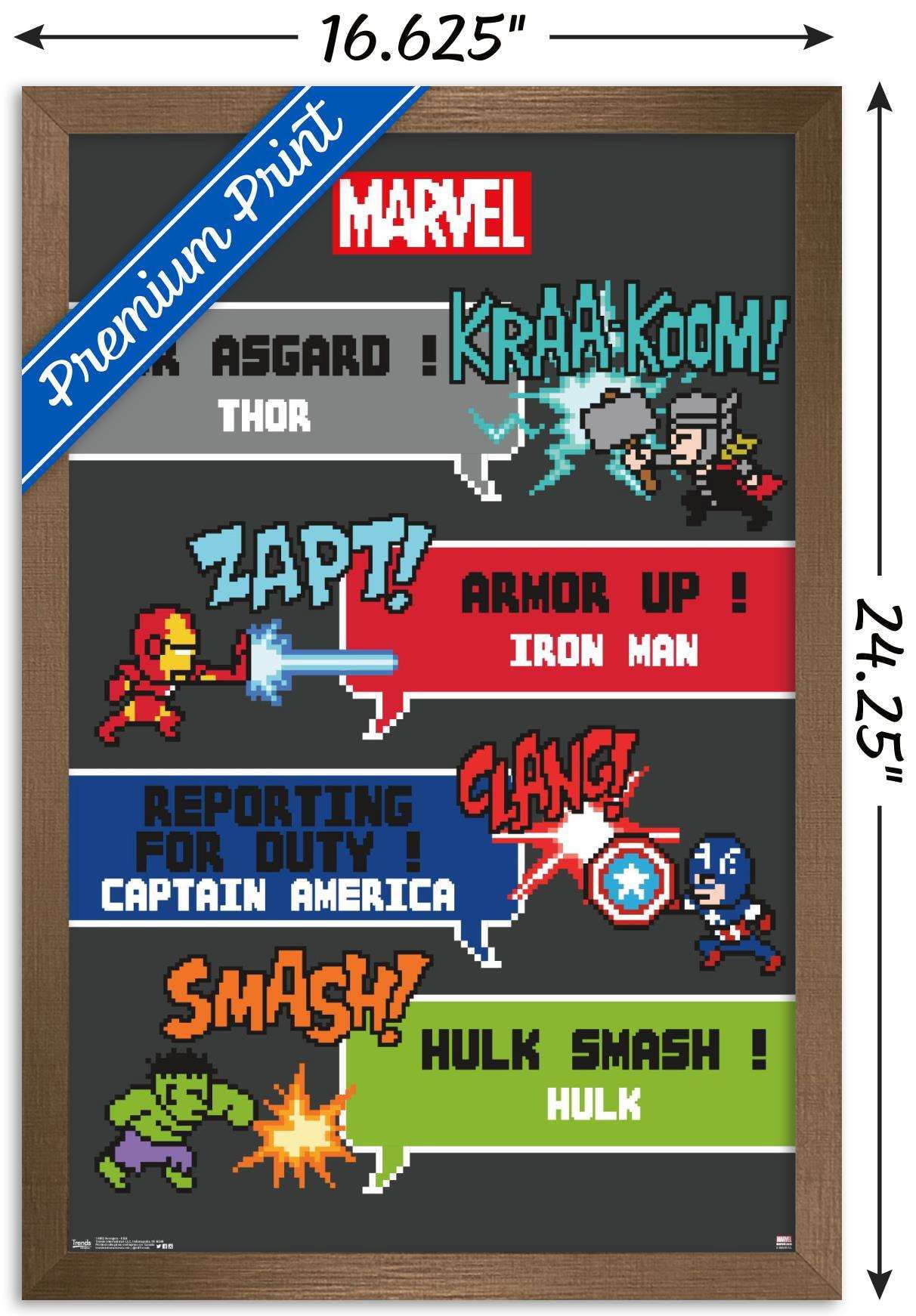 Marvel Comics - Avengers - 8 Bit Wall Poster, 14.725" x 22.375", Framed