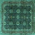thumbnail image 1 of Ahgly Company Machine Washable Indoor Square Persian Turquoise Blue Traditional Area Rugs, 4' Square, 1 of 4