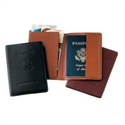Royce Leather Passport Holder and Travel Document Organizer in Leather, Brown 3, One Size