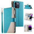thumbnail image 1 of Funda cartera GANGXUN para iPhone 14 Pro Max , cuero PU con tarjetero, cremallera, correa de mano, soporte y protección 706°, 1 of 6