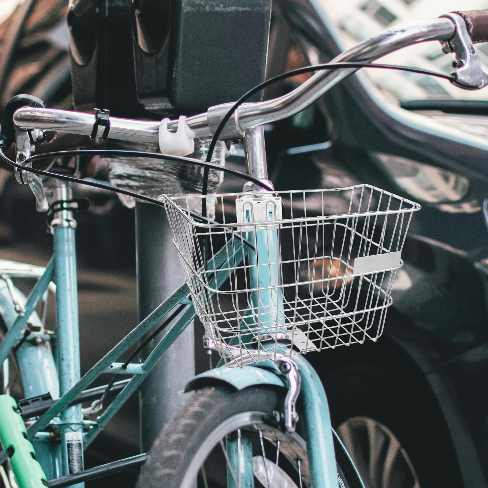 CTIRCHIU Cycle Front Basket in Plated Silver Stainless Steel Metal Wire Suitable for Adult Bike Handlebar