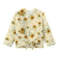 thumbnail image 4 of Xoenoiee Sunflower Star Music Note Print Crop Top for Girls Kids Long Sleeve T Shirt Tie Hem Blouse Fashion Crew Neck Shirts Tee for Beach Vacation Workout, 9-10 Year, 4 of 7