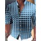 thumbnail image 1 of Camisa larga con cuello alto y botones con estampado de cuadros abstractos en 3D para hombre, nueva de verano, ropa de fiesta de diseñador para hombre, tallas S-6XL, 1 of 6