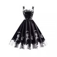 thumbnail image 5 of 2024 Halloween Cosplay vestido de calavera rosa negra oscura disfraz de mujer sin mangas vestidos de fiesta vintage calavera bruja ropa aterradora, 5 of 5