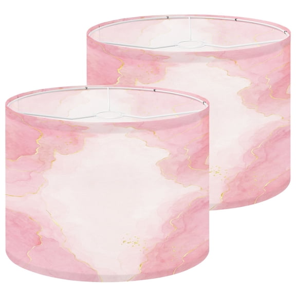 Lampshades 2 Pack Blush pink watercolor fluid painting design Dusty rose golden marble 13"x13"x10" Light Shade for Table Lamps Floor Lamps Drum Lamp Shades Lampshade Replacement Easy Assembly