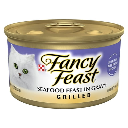 Purina Fancy Feast Grilled Kitten Food, Wet Cat Food, Seafood Feast in Gravy, 3 oz Cans