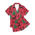 thumbnail image 4 of VBTAPA Womens Christmas Pajama Shorts Sets 2 Piece Holiday Sleepwear Cute Cartoon Graphic Button Down Shirt Elastic Waist Pants Matching Loungewear Set Xmas Jammies Deals of Today Hot Pink XL, 4 of 6