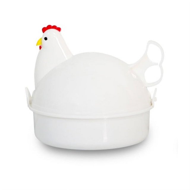 Hervidor de huevos, cocedor de huevos para microondas, cocedor eléctrico de 4 huevos con accesorio de vapor, cocedor de huevos en forma de pollo para cocina casera