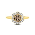 thumbnail image 2 of Diamond Princess 10kt Yellow Gold Womens Round Brown Diamond Polygon Cluster Ring 1/2 Cttw, 2 of 4