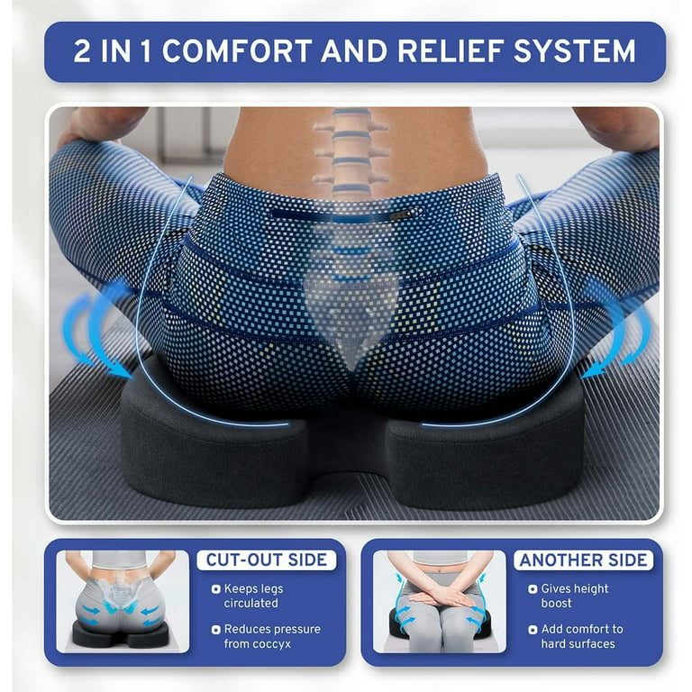 Upgrade of Breathable TPE & Memory Foam Cushions for Sciatica,Coccyx  Tailbone Pain Relief and Overweight People U-Shaped Cushion for Office  Chair, Car